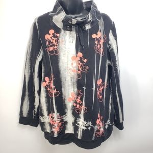 Paris Una Women's Tie Dye Mickey Cowl Collar Sweat